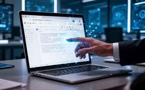 A hand interacting with a holographic AI interface on a laptop screen, integrated into a Google Docs environment. - Foto: über boerse-global.de
