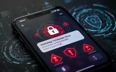 Nahaufnahme eines Smartphones mit einer Warnmeldung auf dem Bildschirm, die auf Malware oder einen Virus hinweist. - Foto: über boerse-global.de