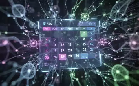 A glowing digital calendar interface with abstract network connections, symbolizing advanced automation and AI integration in scheduling. - Foto: über boerse-global.de
