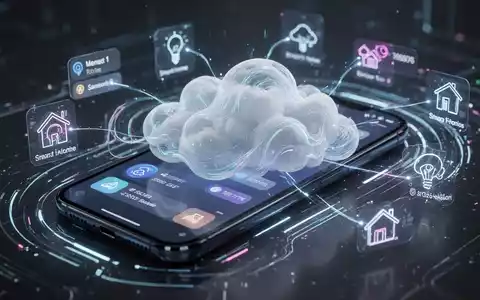 A close-up of a smartphone screen displaying a futuristic operating system interface with AI features and app integrations. - Foto: über boerse-global.de