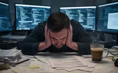 Eine Person mit dem Kopf in den Händen sitzt an einem Schreibtisch, umgeben von Dokumenten und Bildschirmen, was mentale Belastung symbolisiert. - Foto: über boerse-global.de