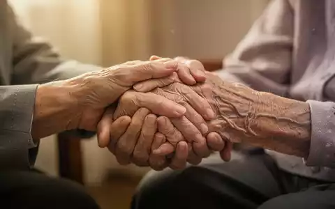 Eine sanfte Hand hält die faltige Hand einer älteren Person, die Empathie und Fürsorge ausdrückt. - Foto: über boerse-global.de