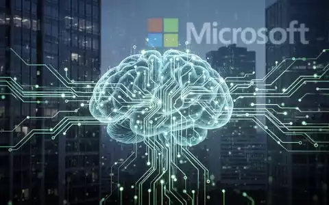A glowing neural network design with data streams, subtly overlaid with corporate building outlines, symbolizing AI's integration into business. - Foto: über boerse-global.de