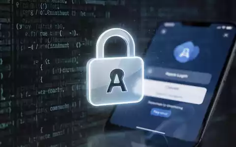 A glowing, stylized padlock icon with an integrated 'A' for Apple, set against a blurred background of digital code and a smartphone screen. - Foto: über boerse-global.de
