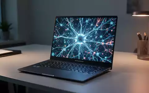 An open ASUS ExpertBook Ultra laptop on a desk, its screen showing AI patterns, in a professional, well-lit setting. - Foto: über boerse-global.de