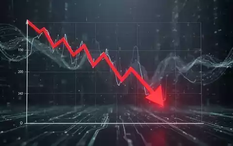 Ein minimalistischer, stilisierter digitaler Graph, der einen starken Abwärtstrend darstellt und ein Rekordtief bei 6,87 Euro anzeigt. - Foto: über boerse-global.de