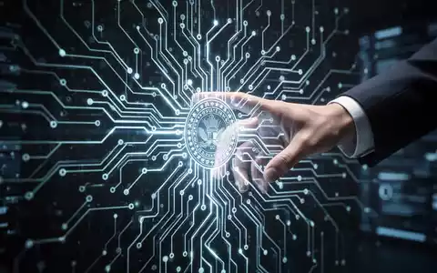 A glowing, intricate neural network or circuit board design with a hand reaching towards it, symbolizing control over AI technology. - Foto: über boerse-global.de