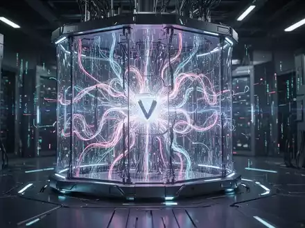 Ein futuristischer Quantencomputer mit leuchtenden Mustern, der die Bedrohung der Datensicherheit durch Quantencomputing darstellt. - Foto: über boerse-global.de