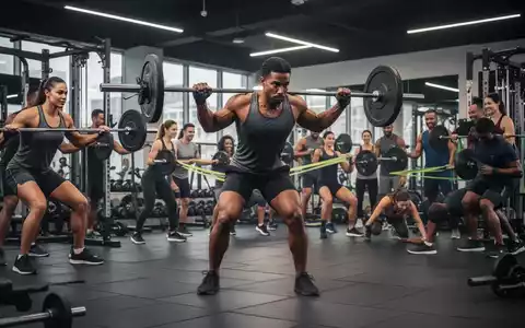 Eine Gruppe von Menschen führt in einem modernen Fitnessstudio verschiedene Kraftübungen aus, die Stärke und Konzentration zeigen. - Foto: über boerse-global.de