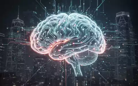 A glowing, futuristic brain made of circuits and data streams, symbolizing AI advancements and competition between tech giants. - Foto: über boerse-global.de