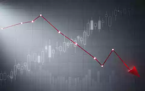 Ein fallender Börsenkurs-Graph mit abstrakten Finanzdaten, der einen deutlichen Marktrückgang darstellt. - Foto: über boerse-global.de