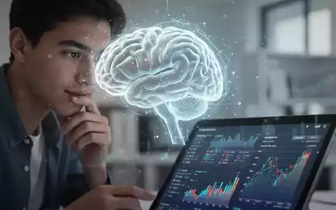 Ein stilisiertes, leuchtendes Gehirn überlagert das Bild eines jungen Erwachsenen, der nachdenkt und auf ein Tablet schaut. - Foto: über boerse-global.de