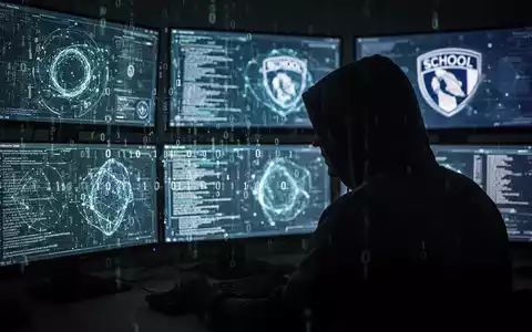 A shadowy figure in a hoodie looks at multiple glowing screens displaying abstract data and binary code, depicting a data breach. - Foto: über boerse-global.de