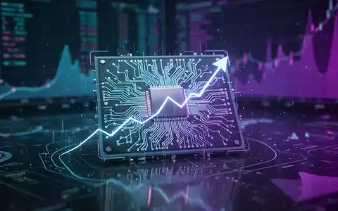 Eine Nahaufnahme eines leuchtenden Quantencomputerchips mit Schaltkreisen, der eine aufsteigende Trendlinie widerspiegelt. - Foto: über boerse-global.de