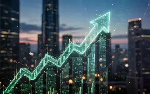 Eine stilisierte, leuchtende Aufwärtskurve, die Finanzwachstum und positive Marktbewegung symbolisiert, vor einem verschwommenen Stadthintergrund. - Foto: über boerse-global.de