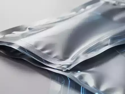 Nahaufnahme eines modernen, flexiblen Verpackungsmaterials mit subtilen Texturen und Reflexionen, das Innovation suggeriert. - Foto: über boerse-global.de