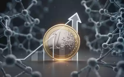 Eine einzelne, stilisierte Euro-Münze mit einem subtilen, nach oben zeigenden Pfeil vor einem unscharfen Hintergrund mit Nanostrukturen. - Foto: über boerse-global.de