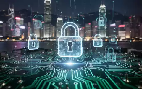 A glowing circuit board with digital lock icons, symbolizing banking technology, security, and potential disruptions in an Asian city. - Foto: über boerse-global.de