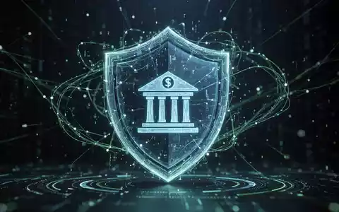Abstrakte Darstellung von Cybersicherheit und digitaler Resilienz, mit leuchtenden Datenlinien, die eine Finanzinstitution umgeben. - Foto: über boerse-global.de