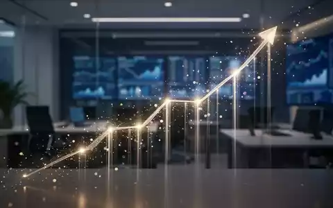 Abstrakte Darstellung wachsender Finanzanlagen mit einem leuchtenden, aufsteigenden Diagramm und verschwommenem Bürohintergrund. - Foto: über boerse-global.de