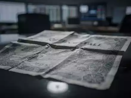 Ein leicht zerknittertes Rheinmetall-Aktienzertifikat liegt auf einer dunklen, reflektierenden Oberfläche, umgeben von einem unscharfen Hintergrund. - Foto: über boerse-global.de