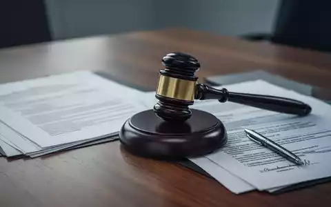 Ein hölzerner Hammer liegt auf einem Schreibtisch neben unscharfen Dokumenten und einem Stift, symbolisiert Betriebsratspflichten und Recht. - Foto: über boerse-global.de