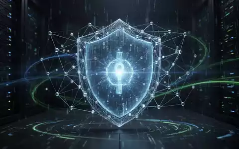 Abstrakte Darstellung von Datensicherheit und Resilienz mit leuchtenden Datenknoten, die ein zentrales Element schützen. - Foto: über boerse-global.de
