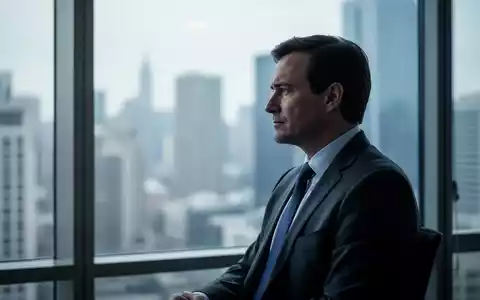 Ein nachdenklicher Manager blickt aus einem modernen Bürodachfenster auf eine verschwommene Stadtlandschaft, die Ruhe und Resilienz symbolisiert. - Foto: über boerse-global.de