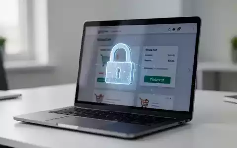 Ein stilisiertes digitales Vorhängeschloss auf einem Laptop-Bildschirm, der eine E-Commerce-Website mit einem Widerrufs-Button anzeigt, symbolisiert Datenschutz und IT-Sicherheit. - Foto: über boerse-global.de