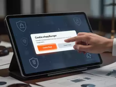 Eine Hand tippt auf ein Cookie-Banner auf einem Tablet, das zwei optisch ungleichwertige Auswahloptionen zeigt. - Foto: über boerse-global.de