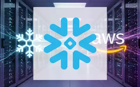 Abstrakte Darstellung von Datenflüssen zwischen einem Snowflake-Symbol und Amazon Web Services in einem Serverraum. - Foto: über boerse-global.de