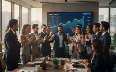 Mitarbeiter in einem modernen Büro in Mexiko-Stadt feiern einen finanziellen Meilenstein mit positiven Diagrammen im Hintergrund. - Foto: über boerse-global.de