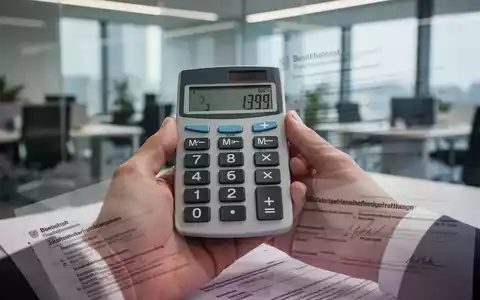 Nahaufnahme einer Hand, die einen Taschenrechner mit Finanzzahlen und rechtlichen Dokumenten hält, im Hintergrund ein Büro. - Foto: über boerse-global.de