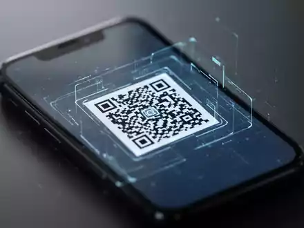 A close-up of a smartphone screen showing a QR code, with a faint digital scanning effect over it. - Foto: über boerse-global.de