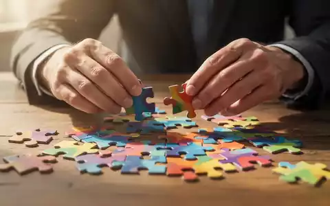 Hände, die bunte Puzzleteile auf einem Holztisch anordnen, symbolisieren Gedächtnistraining und kognitive Unterstützung. - Foto: über boerse-global.de