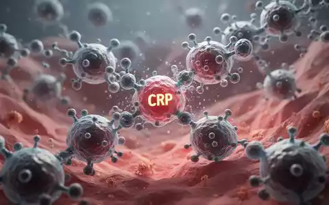 Mikroskopische Darstellung von CRP-Proteinen und Immunzellen in entzündetem Gewebe, symbolisch für Entzündungsdiagnostik. - Foto: über boerse-global.de