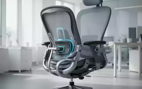 Ein moderner, ergonomischer Bürostuhl mit verstellbaren Elementen steht in einem hellen, minimalistischen Büro. - Foto: über boerse-global.de