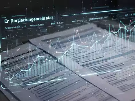 Eine digitale Schnittstelle mit Kryptowährungssymbolen und deutschen Steuerformularen, die Fristen und Transparenz bei Finanzämtern darstellt. - Foto: über boerse-global.de