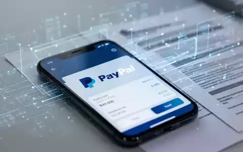 A close-up of a smartphone screen showing the PayPal logo and a payment interface, with blurred financial documents in the background. - Foto: über boerse-global.de