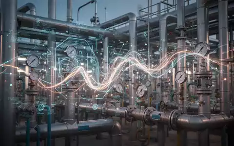 Eine industrielle Anlage mit leuchtenden Datastreams und digitalen Overlays, die Energieeffizienz und -management symbolisieren. - Foto: über boerse-global.de