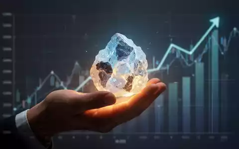 Eine Hand hält ein leuchtendes Seltenerdmineral, während im Hintergrund eine angedeutete Finanzgrafik nach oben zeigt. - Foto: über boerse-global.de