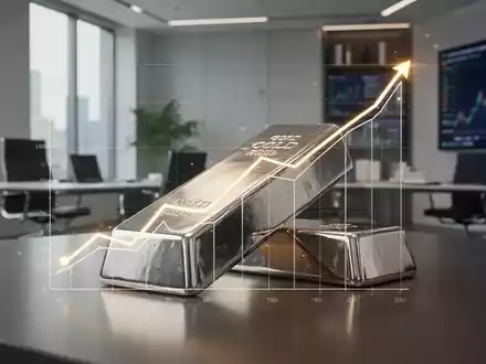 Ein glänzender Platinbarren mit einer subtilen, aufsteigenden Kurskurve, die Wachstum darstellt, in einem eleganten Finanzbüro. - Foto: über boerse-global.de
