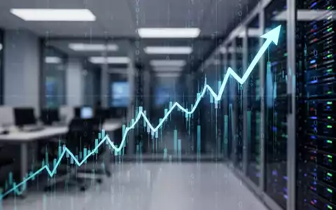 Abstrakte Darstellung eines stark steigenden Aktienkurses auf einem digitalen Bildschirm mit Technologie-Hintergrund, der positives Wachstum symbolisiert. - Foto: über boerse-global.de
