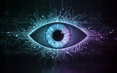 Ein stilisiertes, leuchtendes Schaltbrett in Form eines Auges, umgeben von digitalen Datenströmen, symbolisiert KI-Sicherheit und Ermittlungen. - Foto: über boerse-global.de