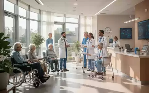 Eine moderne Rehaklinik mit hellem, offenem Design und Patienten, die Technologie für ihre Rehabilitation nutzen. - Foto: über boerse-global.de