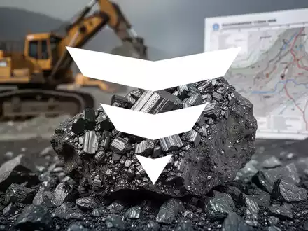 Nahaufnahme von Graphitflocken oder -erz mit unscharfem Hintergrund, der Bergbauausrüstung oder eine Karte zeigt. - Foto: über boerse-global.de