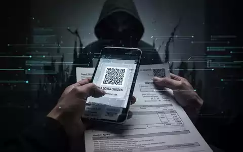 A hand scans a QR code on a utility bill with a smartphone, symbolizing digital fraud and imposter scams. - Foto: über boerse-global.de