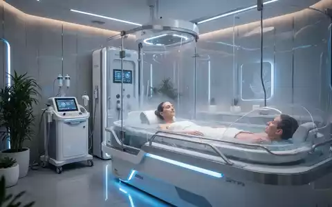 Innenansicht eines modernen Wellness-Spas mit fortschrittlicher medizinischer Ausrüstung und einer Person, die eine Longevity-Behandlung erhält. - Foto: über boerse-global.de