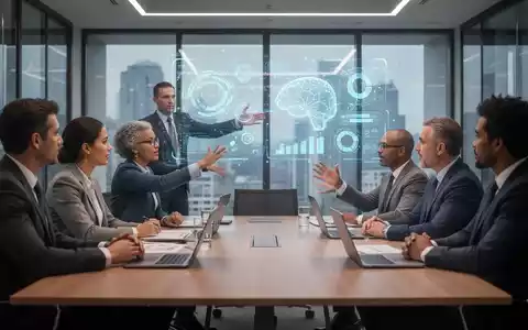 Menschen diskutieren in einem modernen Konferenzraum über Arbeitssicherheit, KI und Präventionsstrategien. Eine Person zeigt auf eine holografische Projektion. - Foto: über boerse-global.de