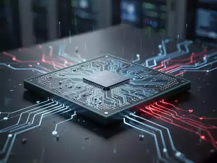 A stylized, close-up image of a CPU chip with glowing circuit lines, symbolizing data security and advanced computing. - Foto: über boerse-global.de